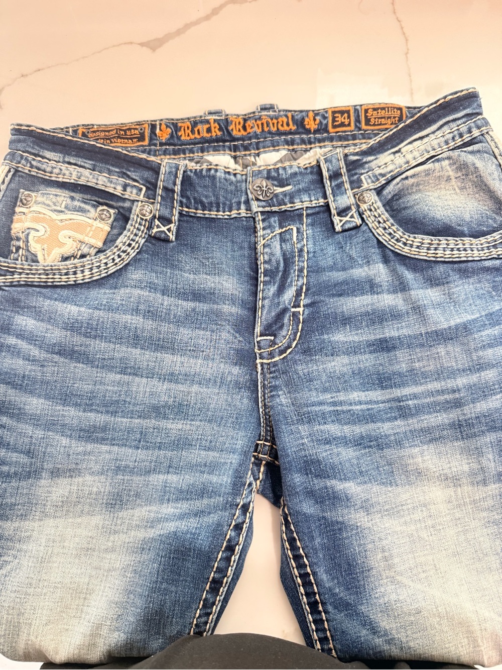 Rock Revival Men's Faded Blue Slim Straight Jeans